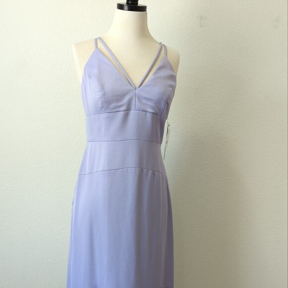 Nicole Miller Dress 4 Purple Lavender Strap Cage V-Neck Formal Maxi Floor Length - Picture 6 of 14